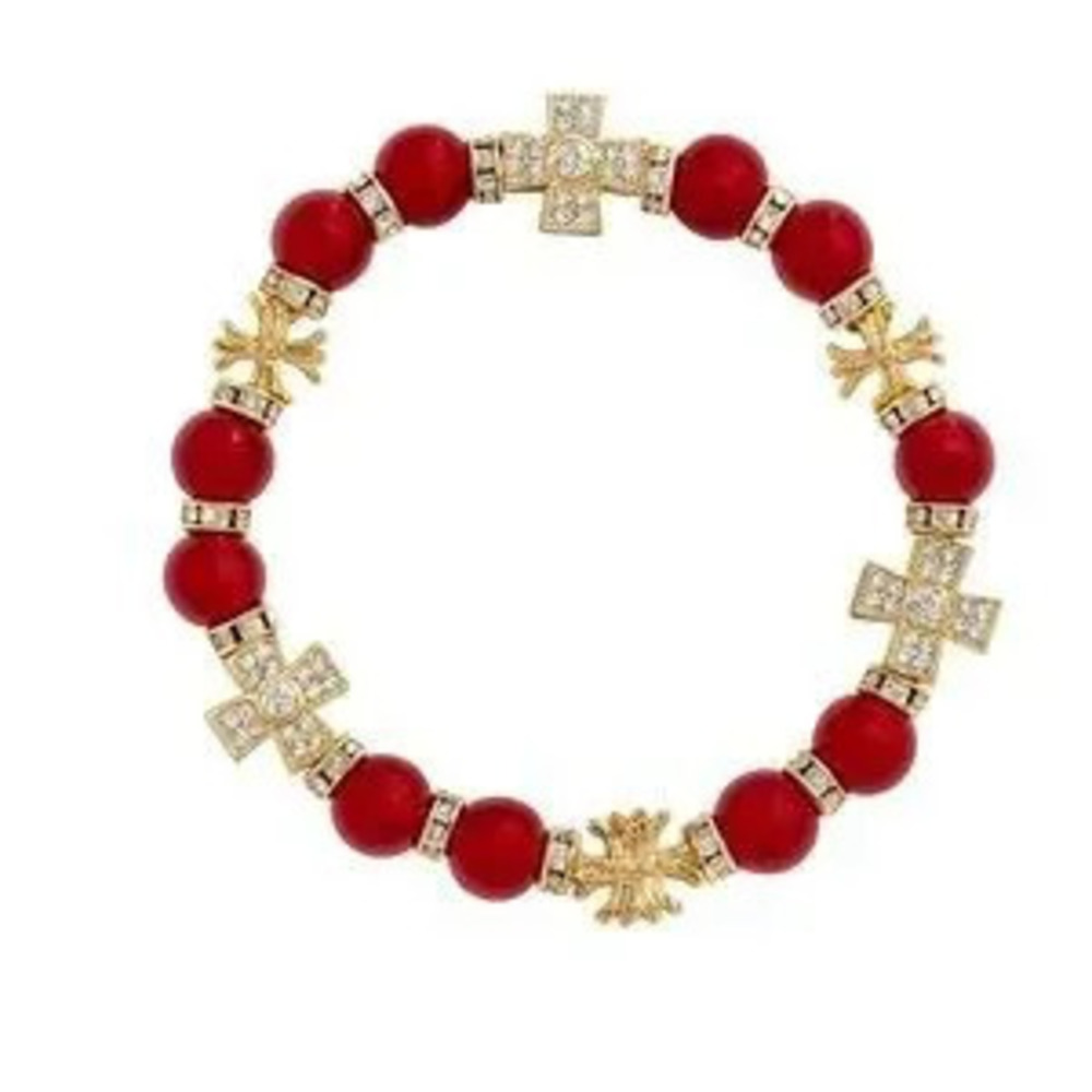 Red and Gold Beaded Bracelet